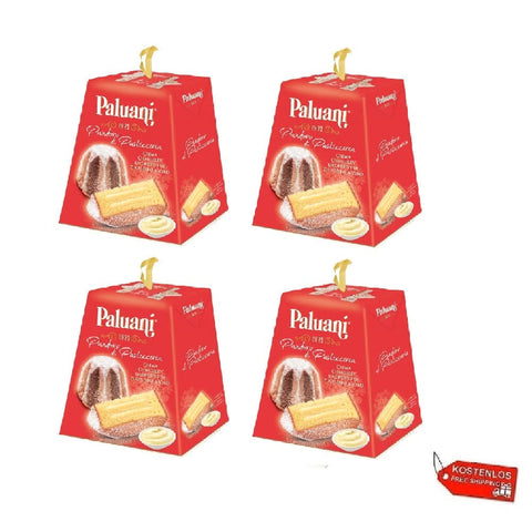 Paluani Weihnachtssüßigkeiten 4x Paluani Pandoro di pasticceria mit Schlagsahne 750gr 8002540001877