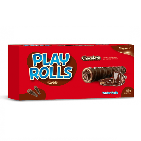 Playtime Süße Snacks MHD 22/01/2025 Playtime Play Rolls Cioccolato Waffelschote mit Schokoladenfüllung 120g 8032958764507