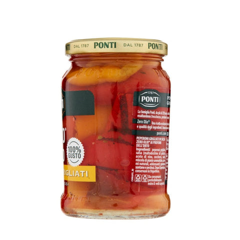 Ponti Pilze 3x Ponti Zero Olio Peperoni Grigliati Gegrillte Paprika ohne Öl, 290g Glas 8001010039389