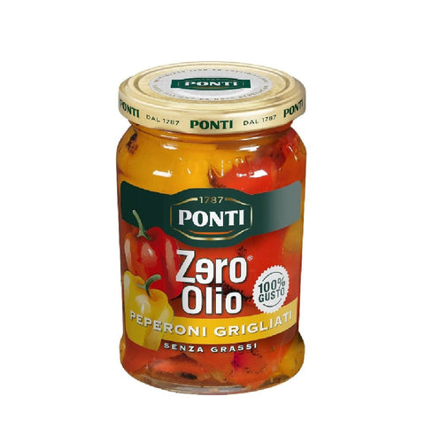 Ponti Pilze 3x Ponti Zero Olio Peperoni Grigliati Gegrillte Paprika ohne Öl, 290g Glas 8001010039389