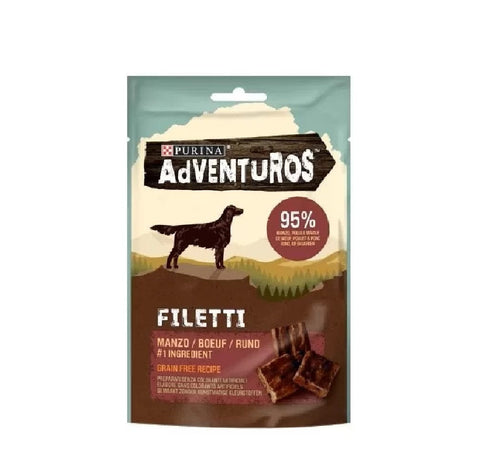 Purina Futter für Hunde Purina adventuros filetti manzo Rindfleischsnack für Hunde 4x70 gr 8445290076335