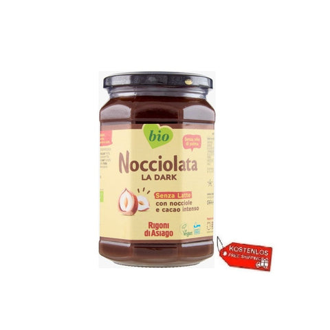 Rigoni di Asiago Streichfähige Creme 6x Rigoni di Asiago Nocciolata Bio LA DARK glutenfreie Kakao und Haselnusscreme 650g