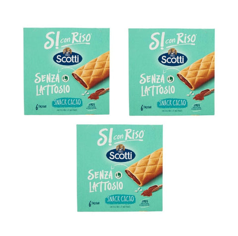 Riso Scotti Snack 3x Riso Scotti Si con Riso Snack Cacao laktosefreier Schokoladenriegel 150gr 8001860185038