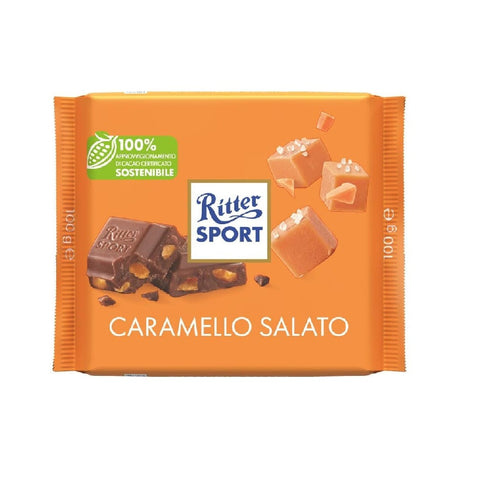 Ritter sport tavoletta cioccolato 4x Ritter Sport Caramello Salato Gesalzenes Karamell 100 g 4000417221001