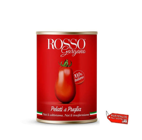 Rosso Gargano Tomaten 12x Rosso Gargano Pelati di Puglia Geschälte Tomaten aus Apulien 400 g Dose 8033837720027