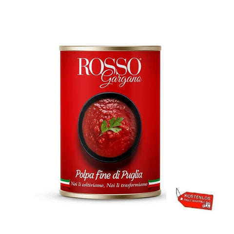 Rosso Gargano Tomaten 12x Rosso Gargano Polpa fine di Puglia Feines Fruchtfleisch aus Apulien 400 g Dose 8033837720409