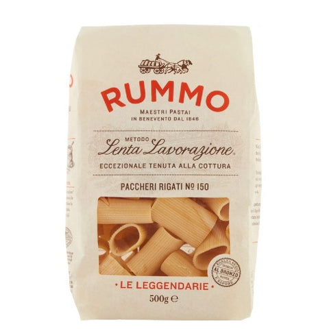 Rummo pasta Rummo Paccheri Rigati № 150 Pasta Lenta Lavorazione Teigwaren aus Hartweizengrieß Bronze-Zeichnung 500g 8008343201506