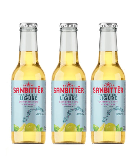 San Pellegrino Soft Drink 12x Sanbitter Ispirazione Ligure Getränk mit Chinotto- und Basilikumgeschmack 3x20cl im Glas 8002270286940