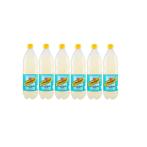 Schweppes Soft Drink 6x Schweppes Bitter Lemon Italienisches Erfrischungsgetränk PET 1 Liter 8014396003332