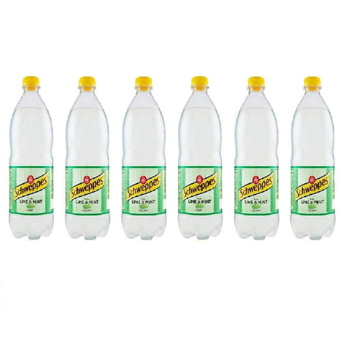 Schweppes Soft Drink 6x Schweppes Lime & Mint Italienisches Erfrischungsgetränk 1L 8014396003509