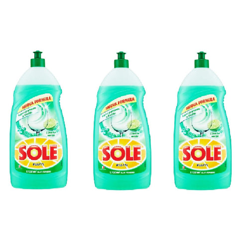 Sole Waschmittel 3x Sole piatti al limone Geschirrspülmittel 1100ml 8002910022235