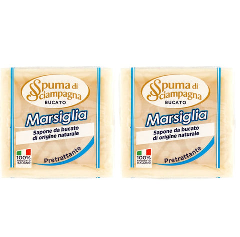 Spuma di Sciampagna Waschmittel 2x Spuma di Sciampagna Marsiglia Sapone da bucato di origine naturale Waschseife natürlichen Ursprungs 250gr 8007750010466