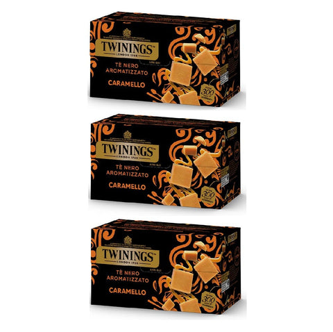 Twinings Kräutertee 3x Twinings Tè nero aromatizzato Caramello Schwarzer Tee mit Karamellgeschmack 25 Filter 070177234096